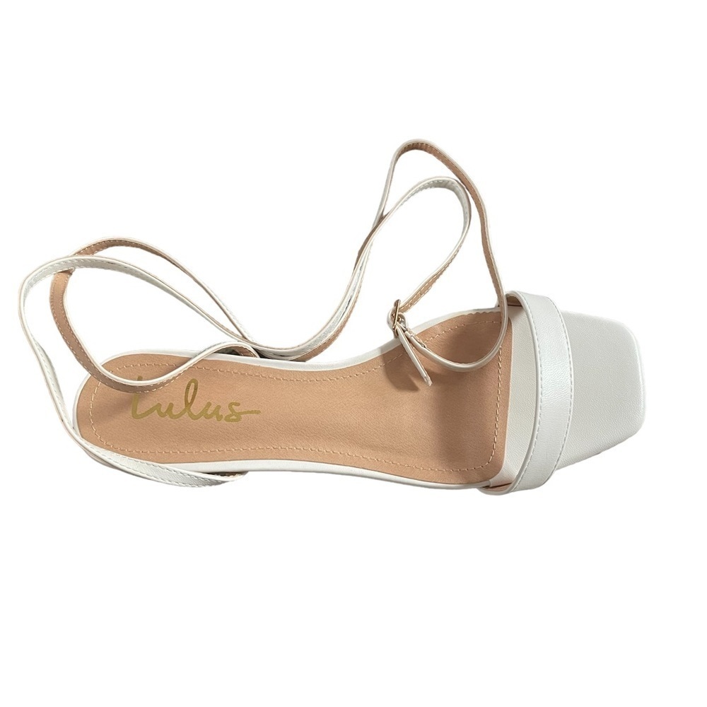Women’s Lulus Esaly White Ankle Wrap Sandals  Size 8 1/2 - Picture 5 of 11